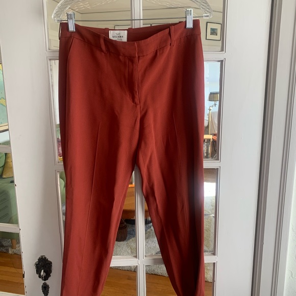 Sezane Burgundy Gustavo Slim Ankle Trousers - Picture 2 of 4